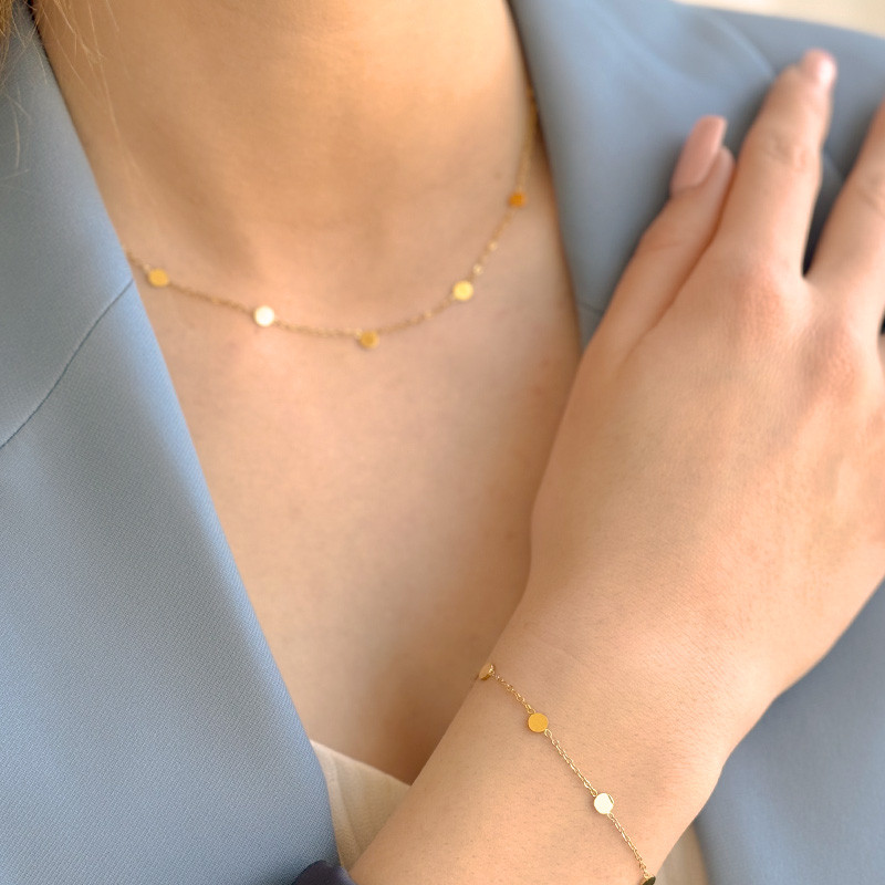 Bracelet acier doré avec pastilles