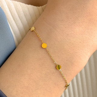 Bracelet acier doré avec pastilles