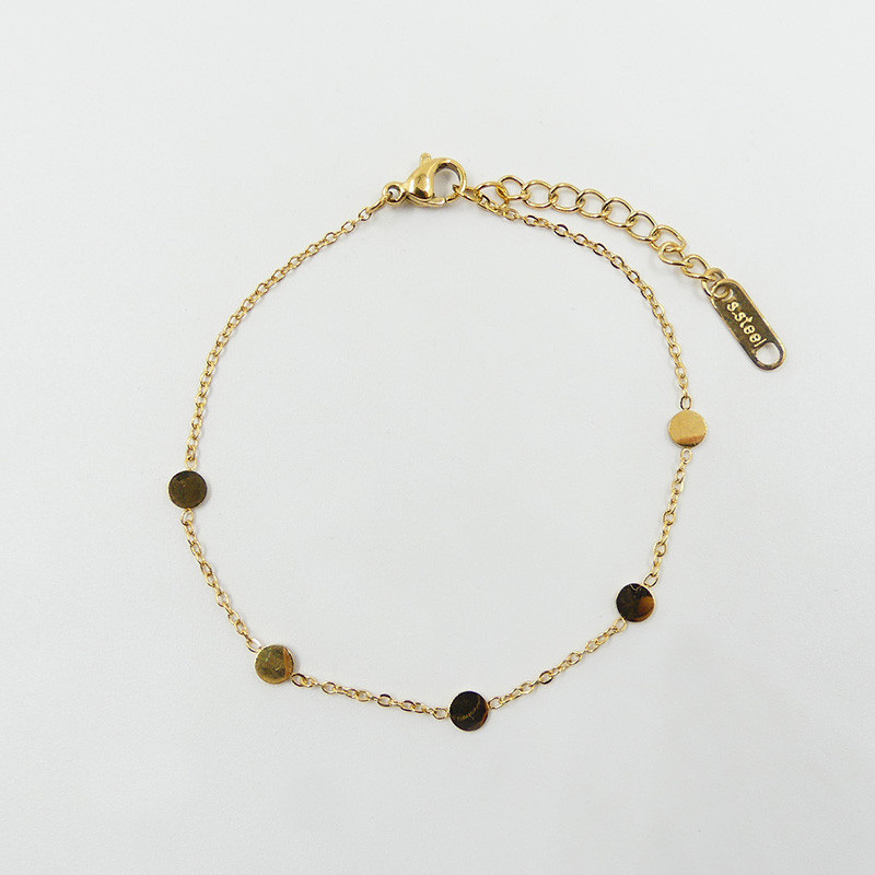 Bracelet acier doré avec pastilles