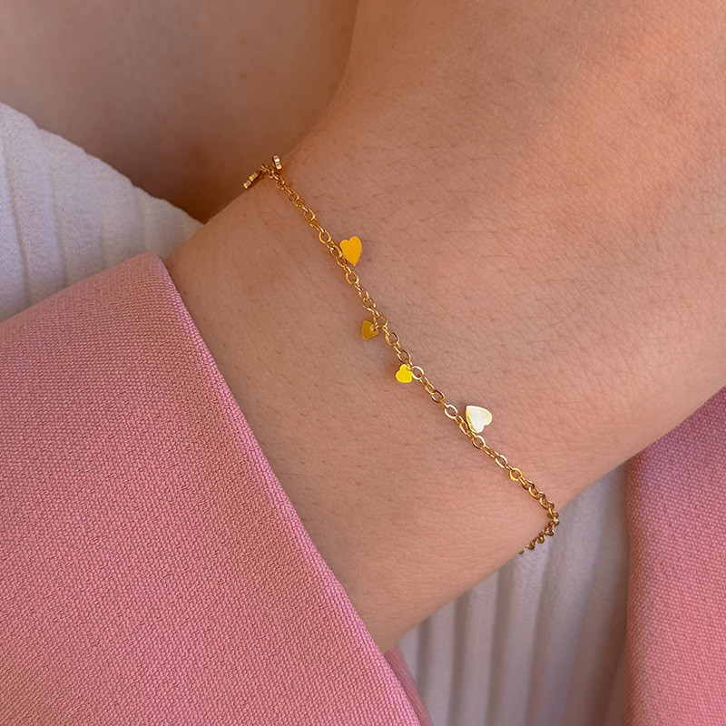 Bracelet acier doré avec petits coeurs