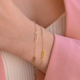 Bracelet acier doré rectangles