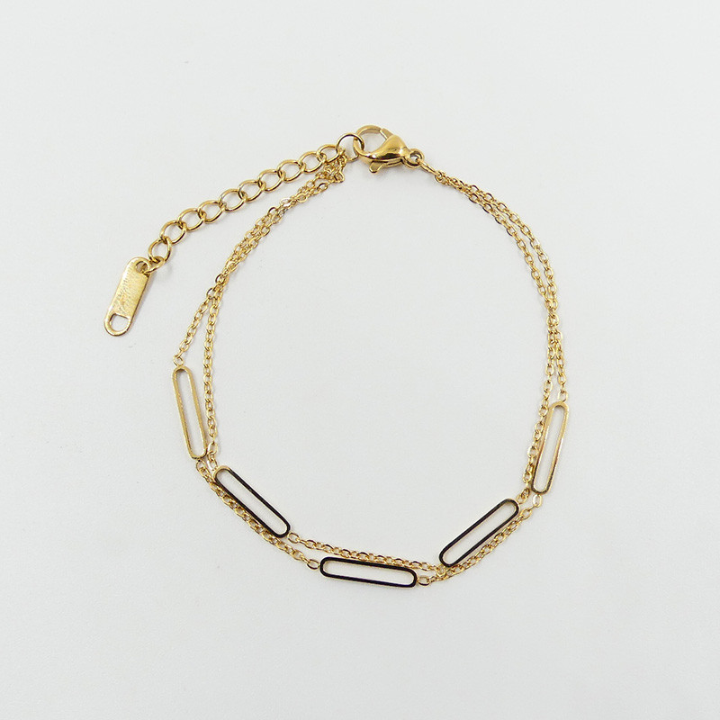 Bracelet acier doré rectangles