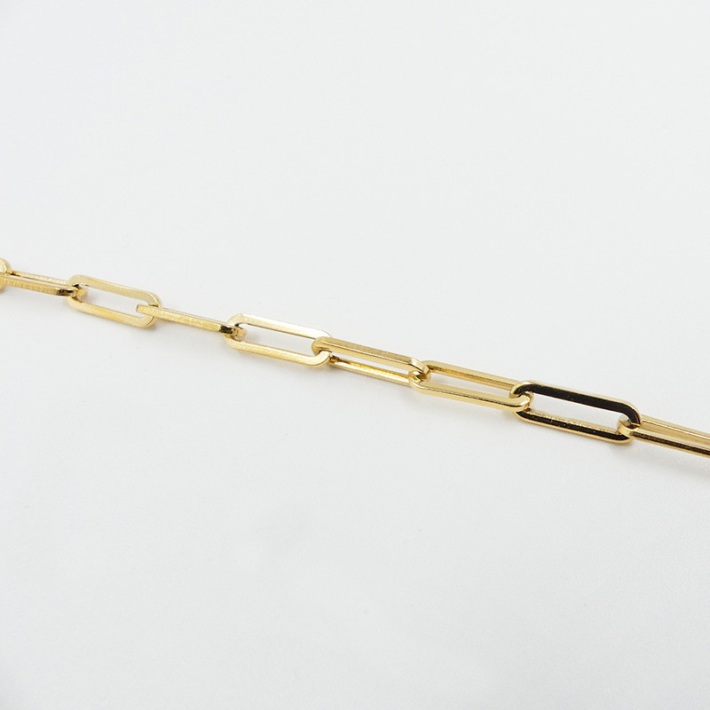Bracelet acier doré maille rectangle allongée