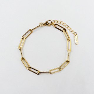 Bracelet acier doré maille rectangle allongée