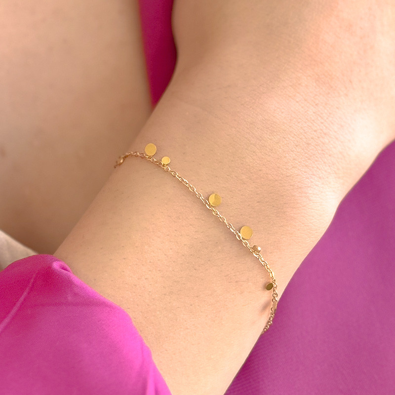 Bracelet acier doré avec pampilles