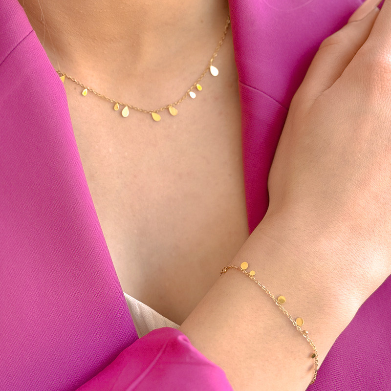 Bracelet acier doré avec pampilles