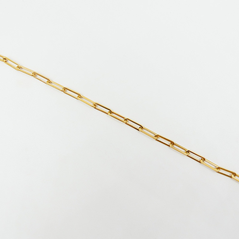 Collier acier doré maille rectangle allongée