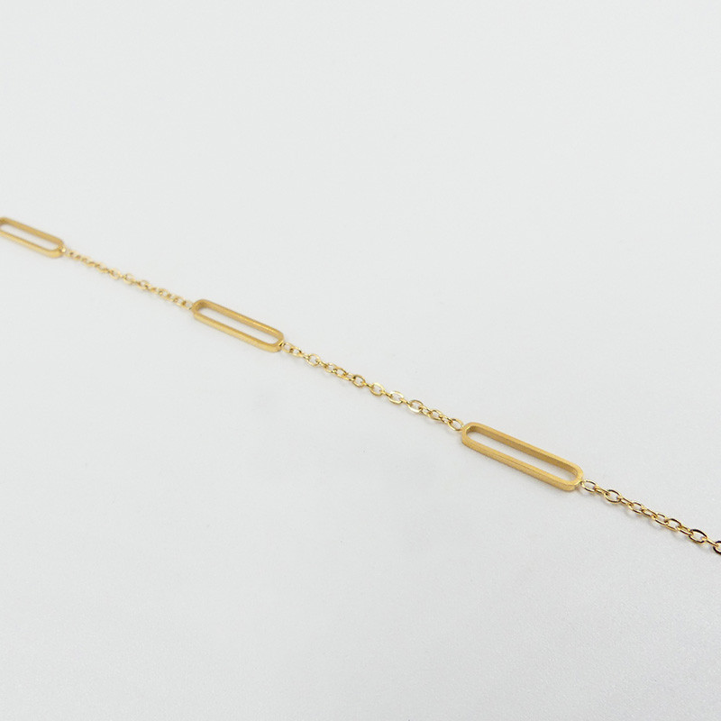 Collier acier doré rectangles