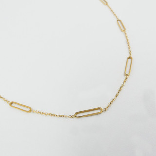 Collier acier doré rectangles