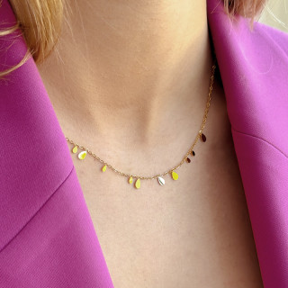 Collier acier doré avec pampilles