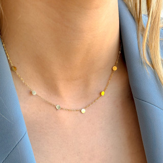 Collier acier doré avec pastilles