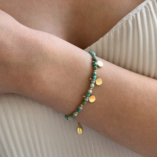 Bracelet Plaqué or Turquoise Africaine et pampilles