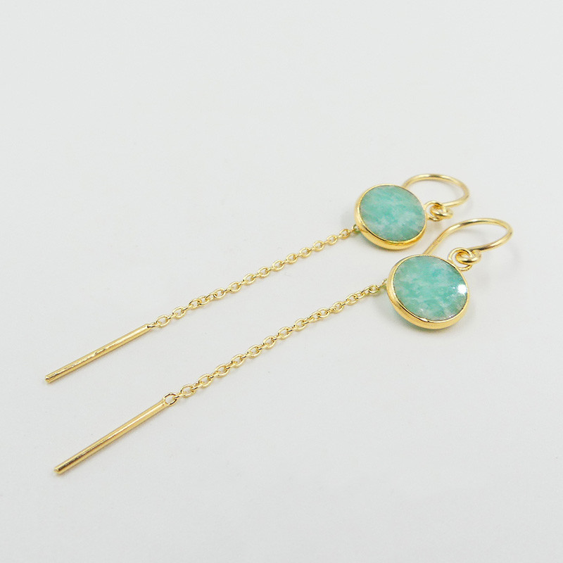 Boucles d’oreilles dorées pendantes pierres