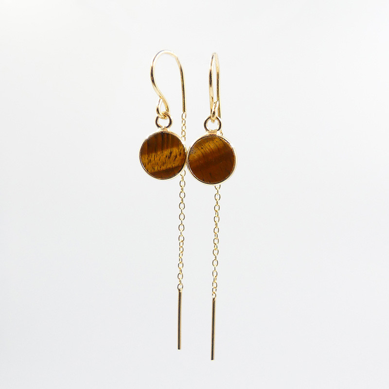 Boucles d’oreilles dorées pendantes pierres