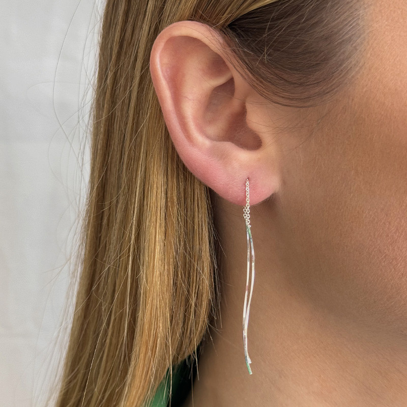Boucles d'oreilles Argent traversantes ondulées