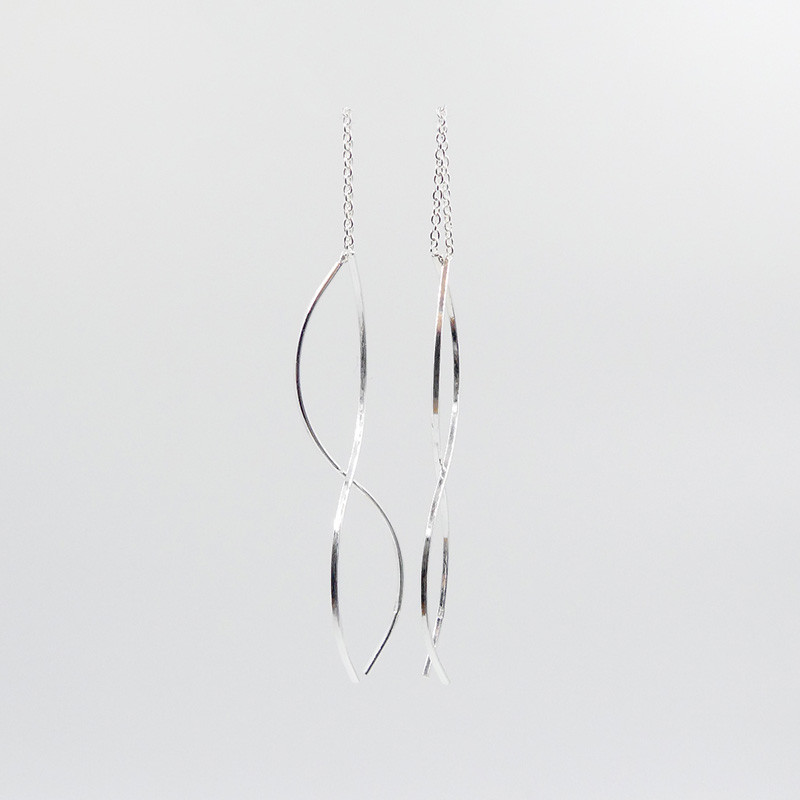 Boucles d'oreilles Argent traversantes ondulées