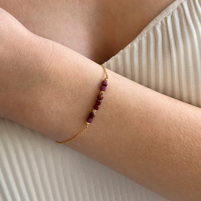 Bracelet Plaqué or barrette pierres fines