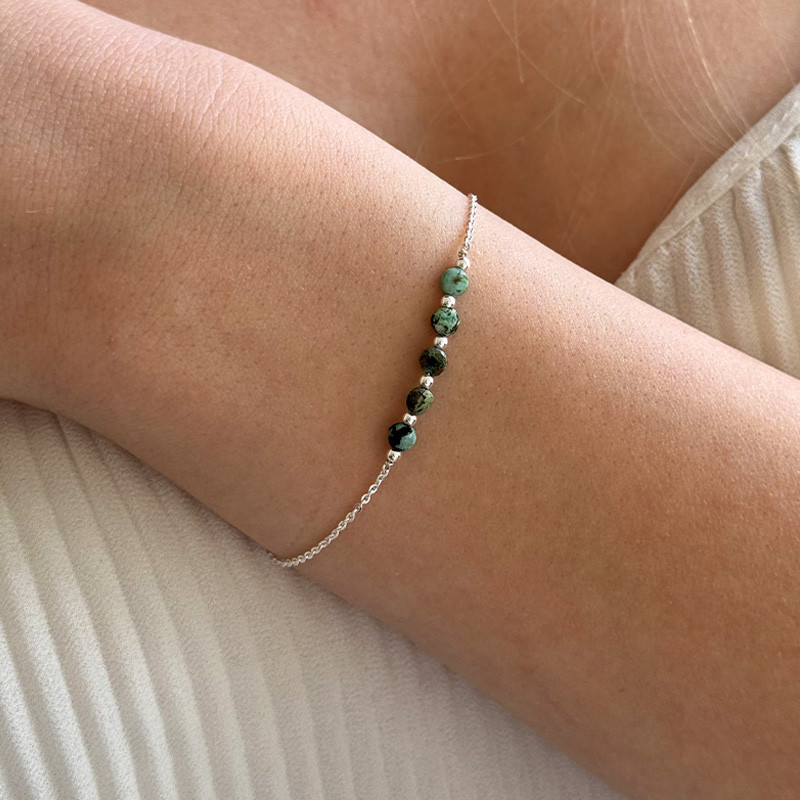 Bracelet Argent barrette Amazonite ou Turquoise