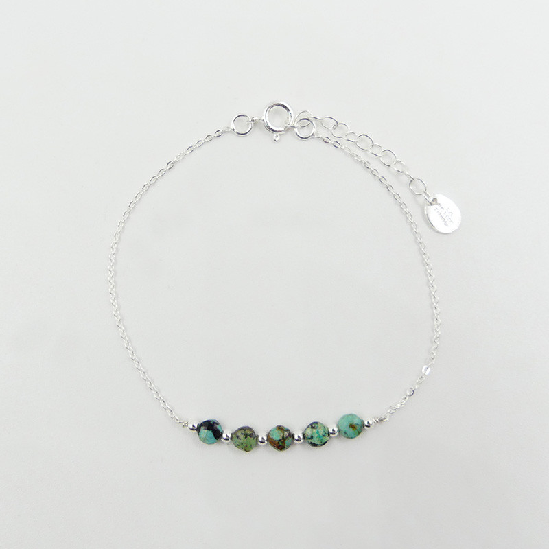 Bracelet Argent barrette Amazonite ou Turquoise