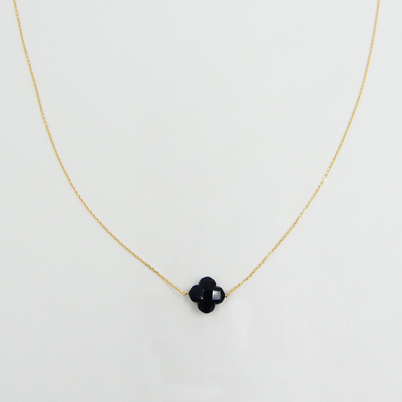 Collier Plaqué Or Trèfle en pierres fines