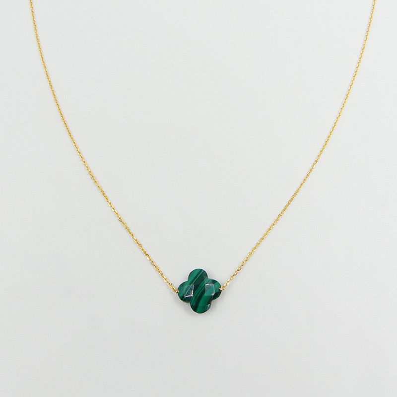 Collier Plaqué Or Trèfle en pierres fines