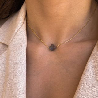 Collier Plaqué Or Trèfle en pierres fines