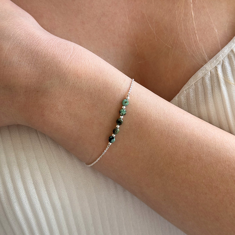 Bracelet Argent barrette Amazonite ou Turquoise