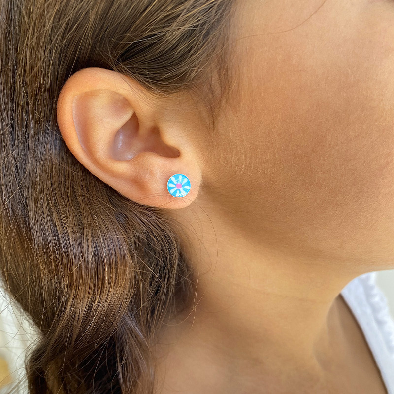 Clous argent enfant fleur ronde