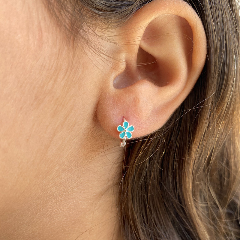 Mini Créoles Argent fleur