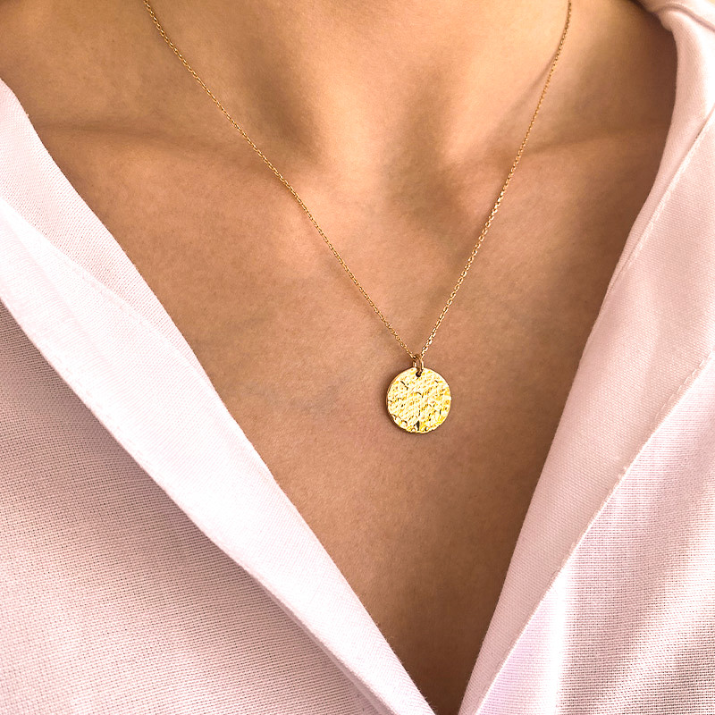 Médaille Dorée martelée 15mm