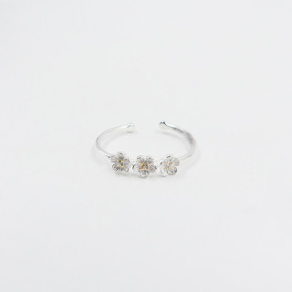 Bague Argent Trio de fleurs ajustable
