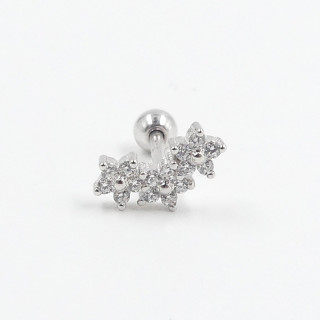 Piercing Argent arc fleurs strass