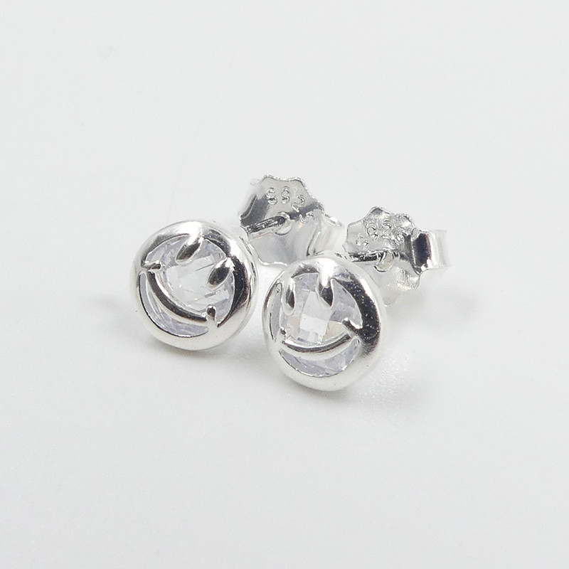 Clous d'oreilles Argent Happy Face