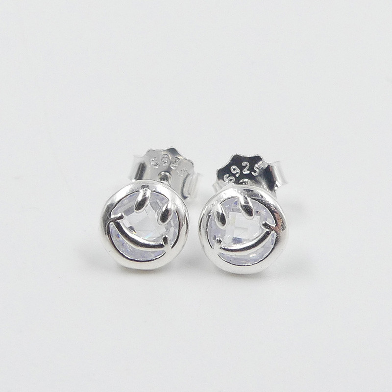 Clous d'oreilles Argent Happy Face
