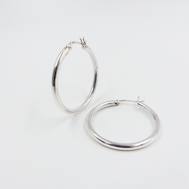 Créoles Argent Epaisses 35 mm