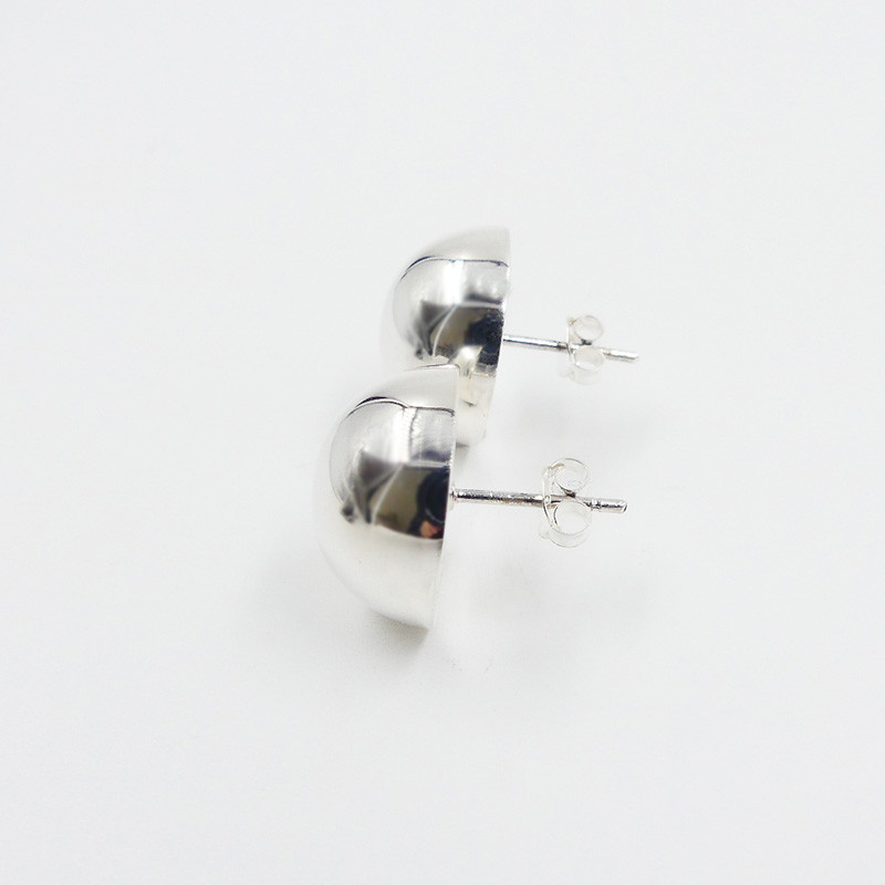 Clous d'oreilles demi-boules Argent 16 mm