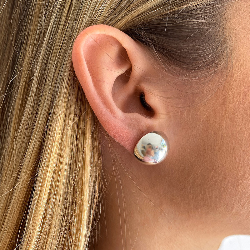 Clous d'oreilles demi-boules Argent 16 mm