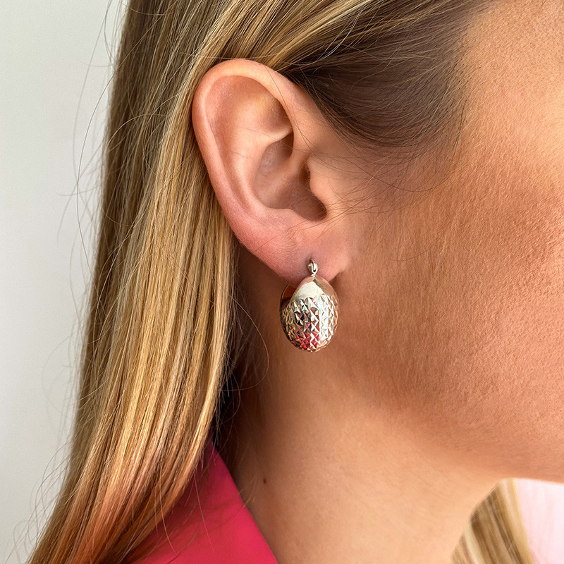 Créoles Argent panier texturé