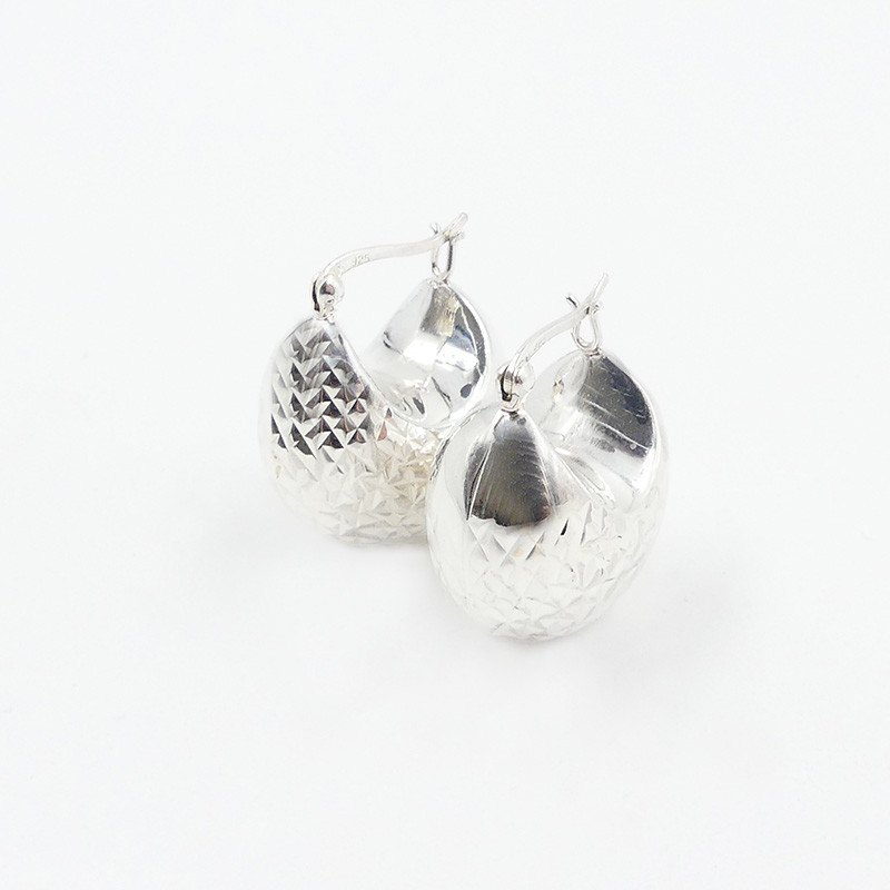 Créoles Argent panier texturé