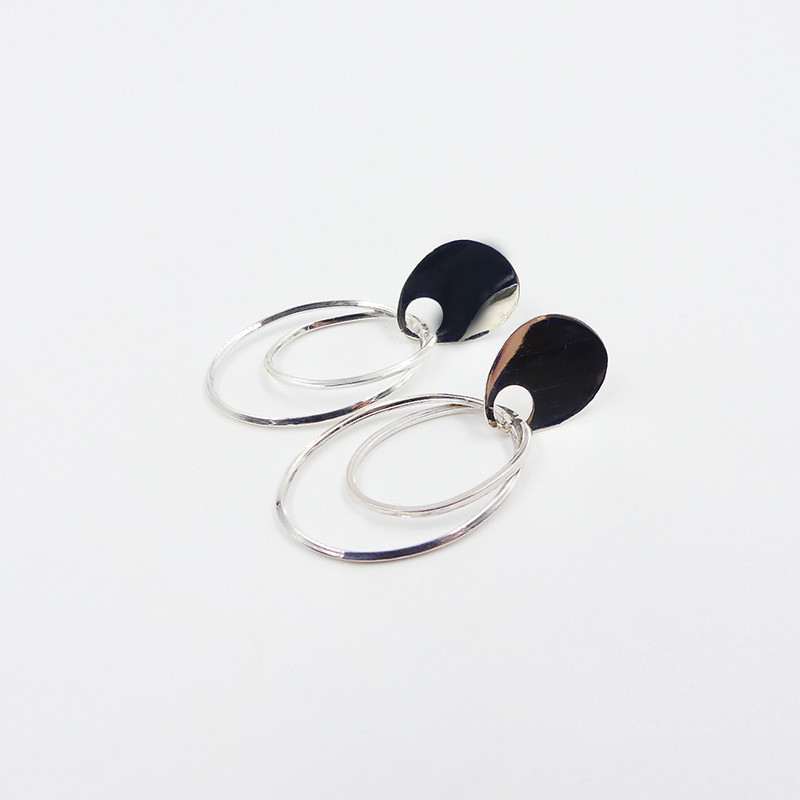 Boucles d’oreilles Argent double ovales
