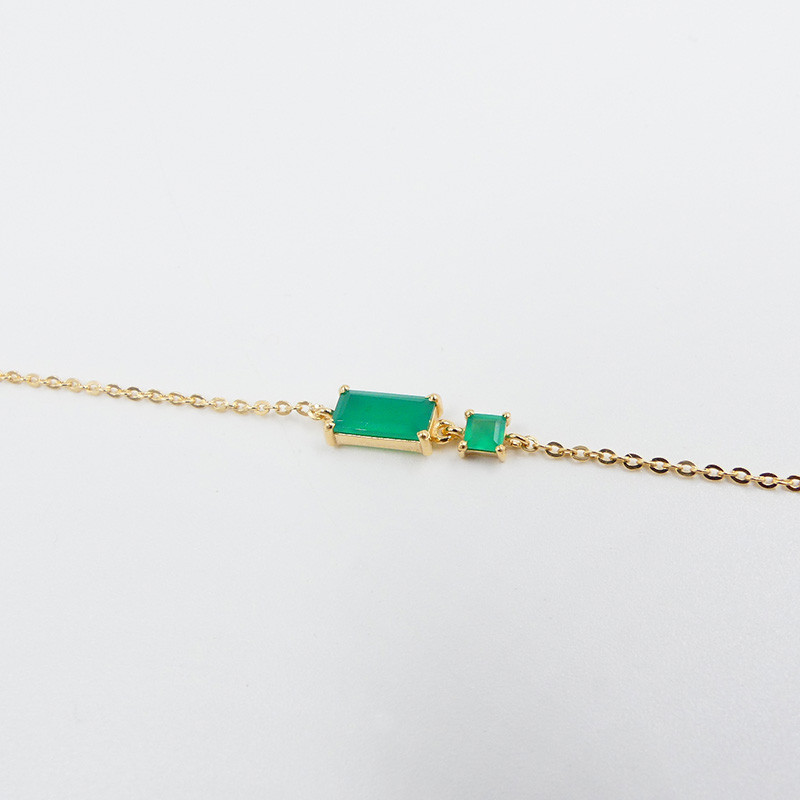 Bracelet Plaqué or rectangle Onyx Vert