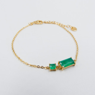 Bracelet Plaqué or rectangle Onyx Vert