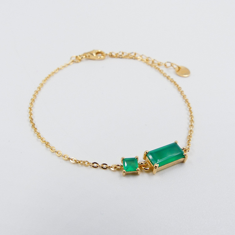 Bracelet Plaqué or rectangle Onyx Vert