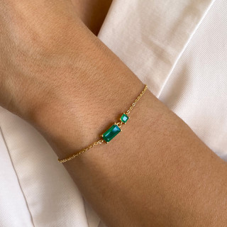 Bracelet Plaqué or rectangle Onyx Vert