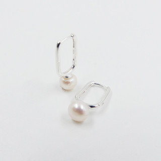 Boucles d'oreilles Argent rectangle perles