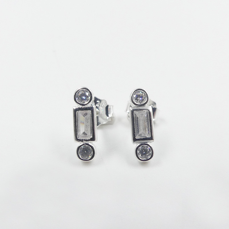Boucles d'oreilles Argent baguette strass