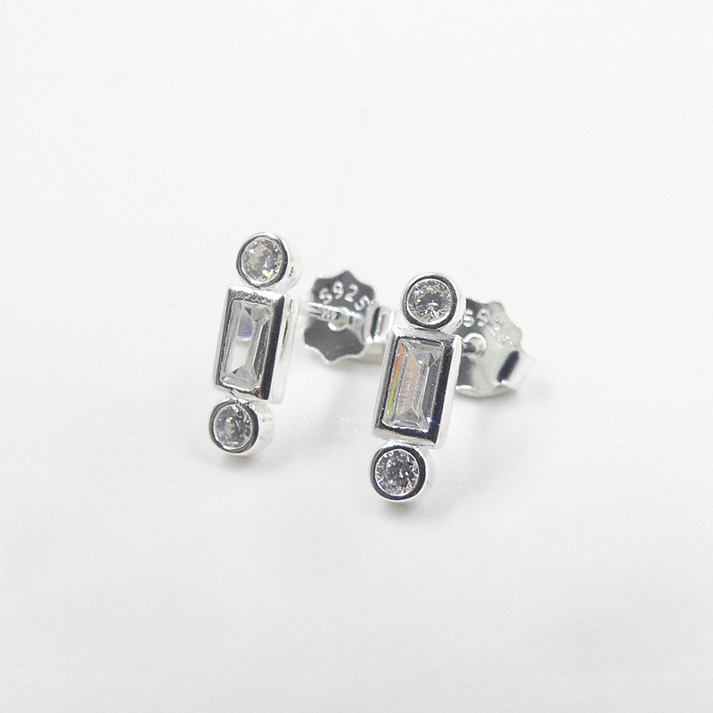 Boucles d'oreilles Argent baguette strass