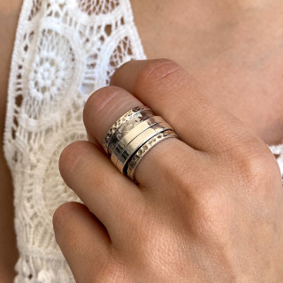 Bague Argent bordure martelée