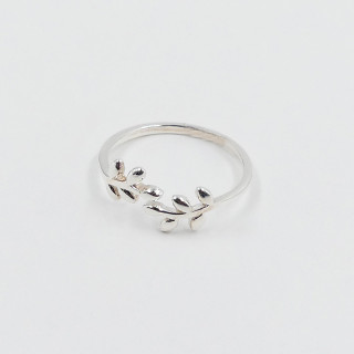 Bague Argent fine feuille de laurier ajustable