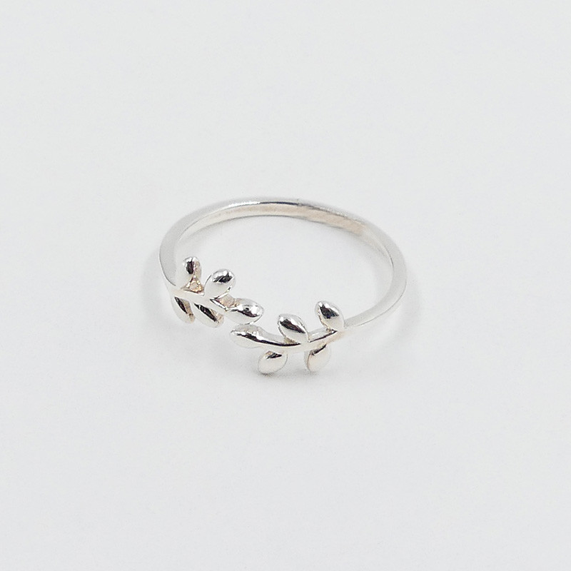 Bague Argent fine feuille de laurier ajustable